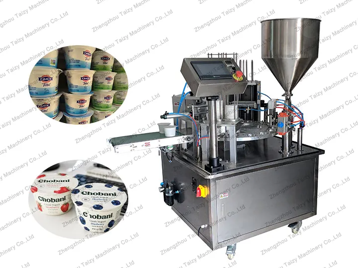 Rotary yogurt cup filling sealing machine