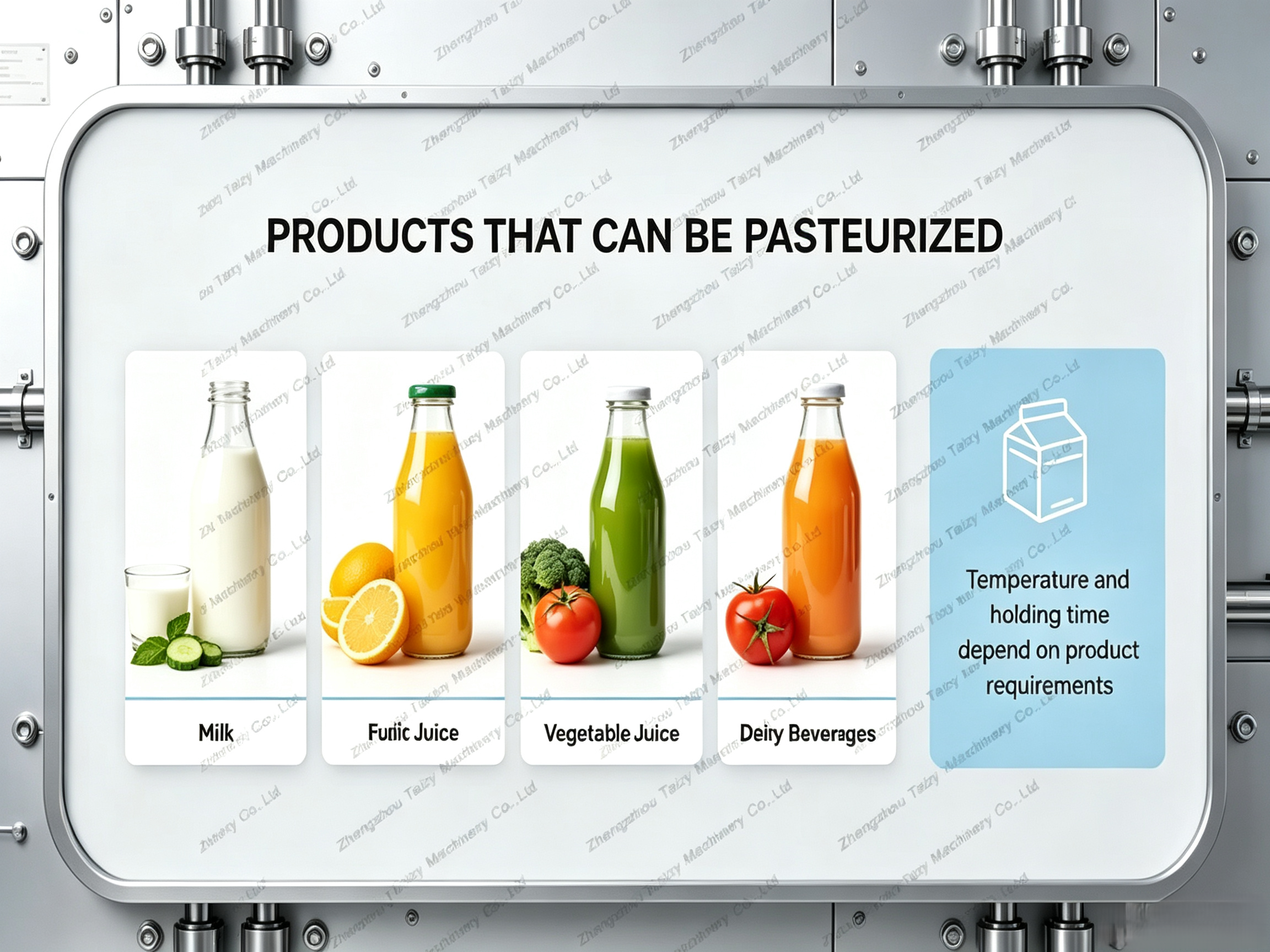 Pasteurizer machine applicable products