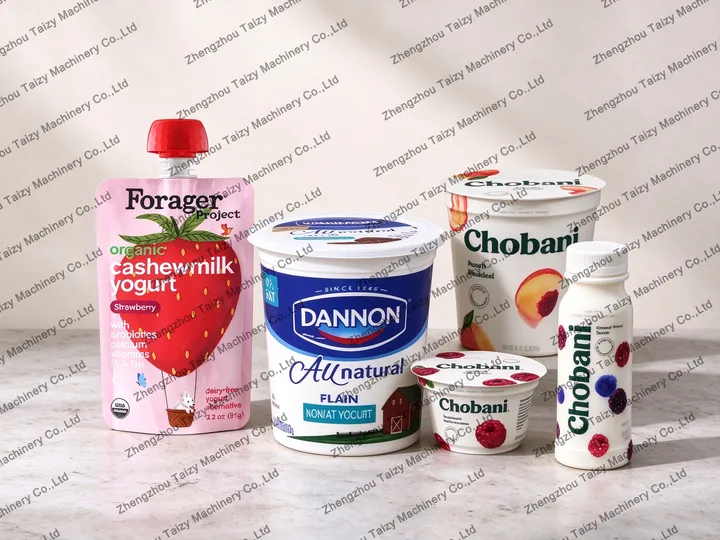 Different packaging of yogurt